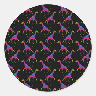 Adesivo Redondo Girafa Colorida Arco-Íris