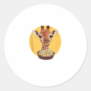 Adesivo Redondo Girafa com humor animal de animação de pipoca