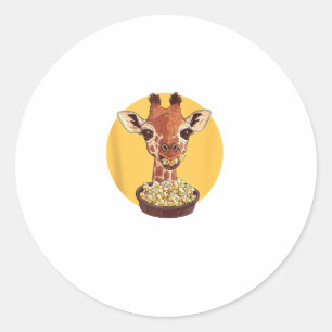 Adesivo Redondo Girafa com humor animal de animação de pipoca