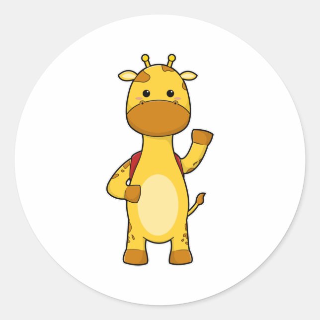 Adesivo Redondo Girafa com mochila (Frente)