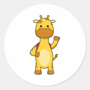 Adesivo Redondo Girafa com mochila