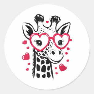 Adesivo Redondo Girafa com Namorados de Celebração de Amor