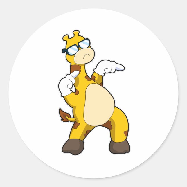 Adesivo Redondo Girafa com óculos de sol (Frente)