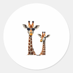 Adesivo Redondo Girafa com Óculos de Sol Safari na Selva Animal Gi