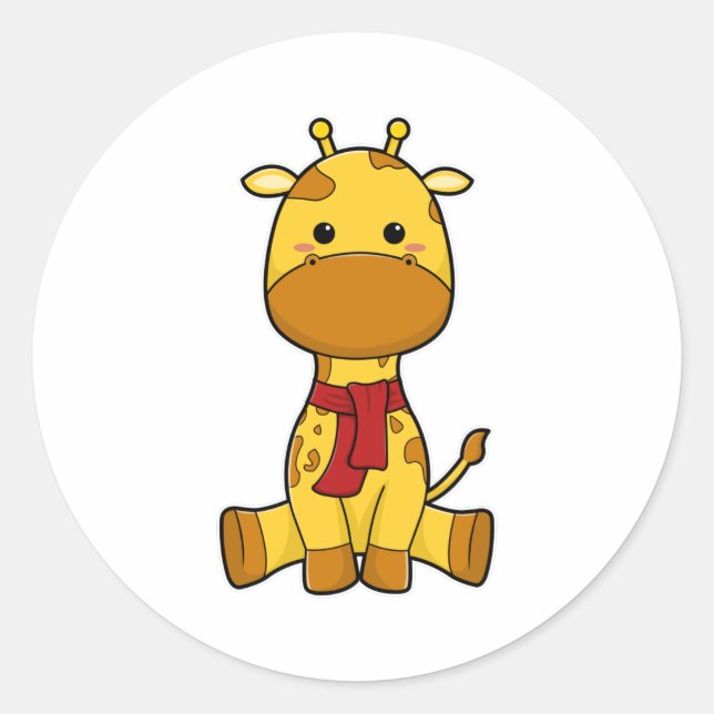 Adesivo Redondo Girafa com Scarf (Frente)