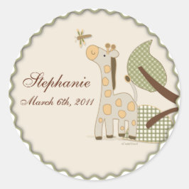 Adesivo Redondo Girafa com Xadrez Leaves Sticker