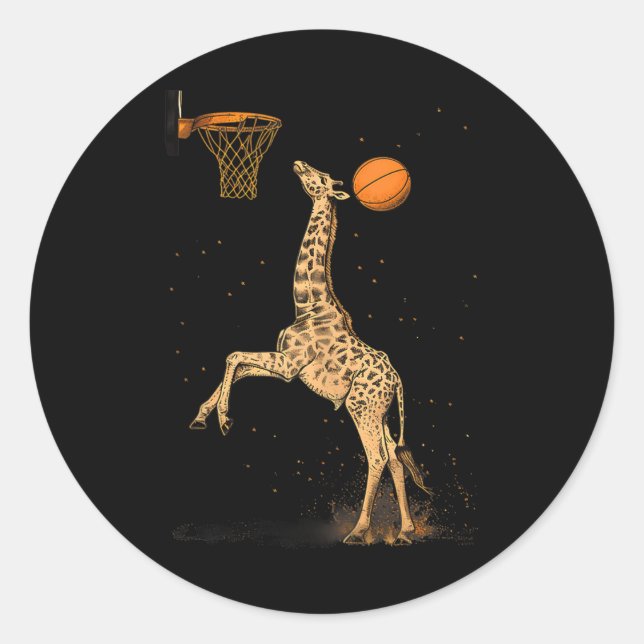 Adesivo Redondo Girafa de basquetebol Slam Dunk Basball Lover Artw (Frente)