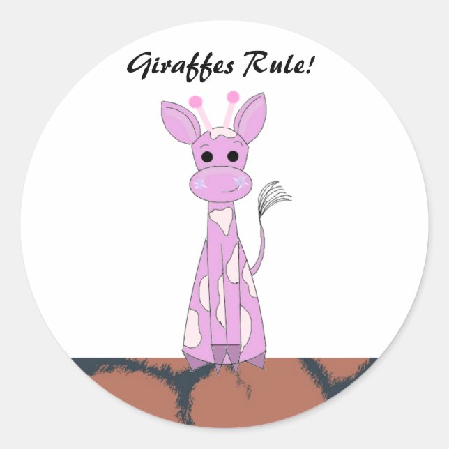 Adesivo Redondo Girafa de Desenho Animado com Dito (Frente)