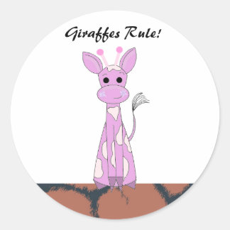 Adesivo Redondo Girafa de Desenho Animado com Dito