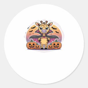 Adesivo Redondo Girafa de Vampiro Fofo de Halloween � Roupas de An
