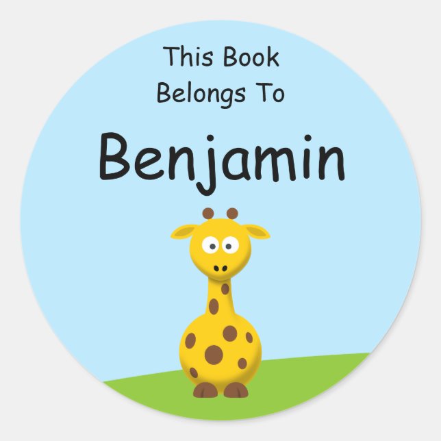 Adesivo Redondo Girafa dos desenhos animados (Frente)