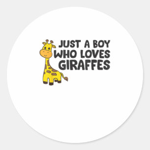 Adesivo Redondo Girafa Engraçada Apenas Um Menino Que Ama Girafas
