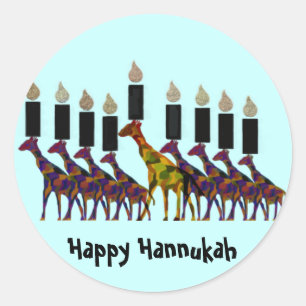 Adesivo Redondo Girafa Hannukah Menorah