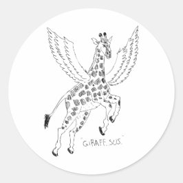 Adesivo Redondo Girafa + pegasus = Giraffsus