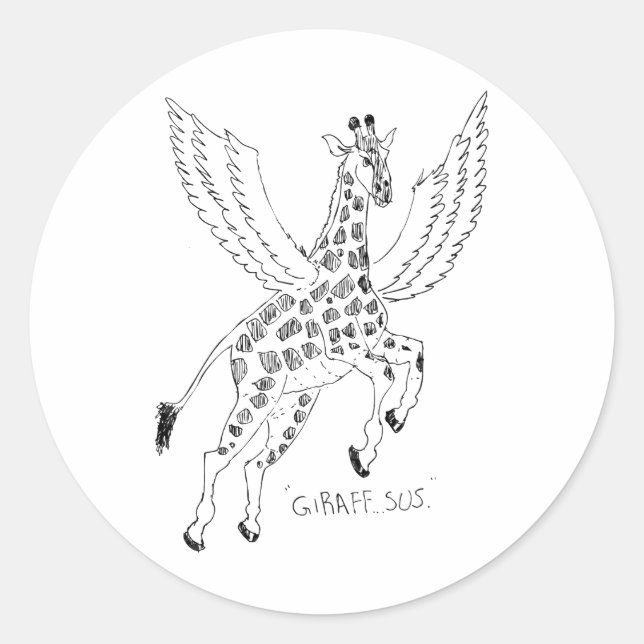 Adesivo Redondo Girafa + pegasus = Giraffsus (Frente)