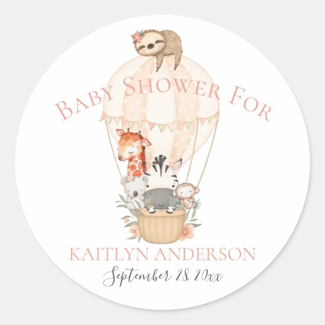 Adesivo Redondo Girafa Zebra Cute Menina Balão de Ar Bebê (Frente)