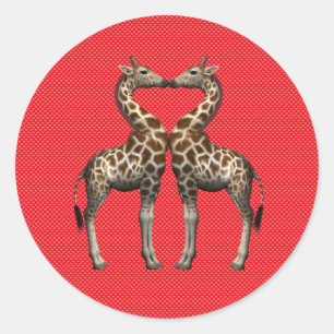 Adesivo Redondo Girafas Apaixonadas