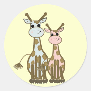 Adesivo Redondo Girafas de Desenho Animado Fofas