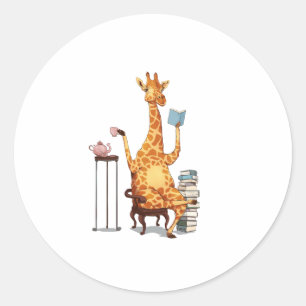 Adesivo Redondo Girafas, livros e presentes de chá bonitos