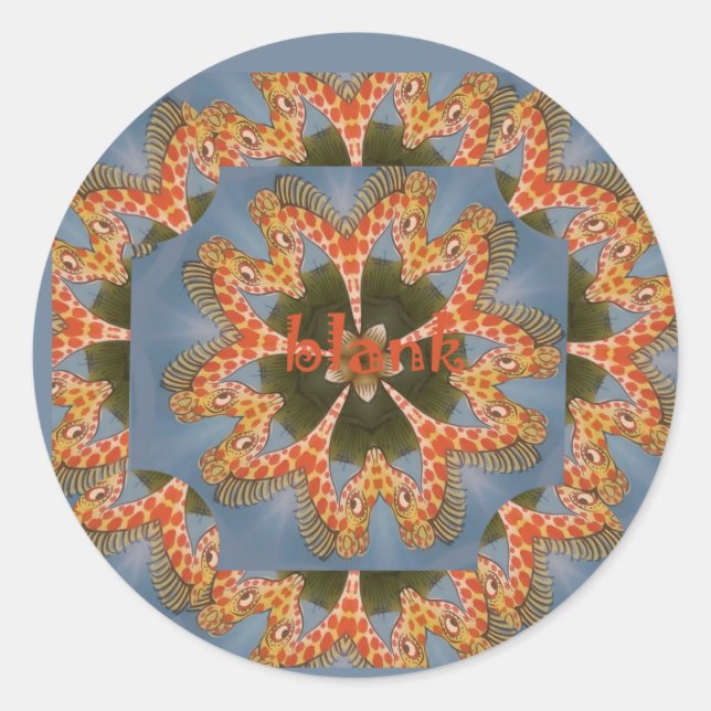 Adesivo Redondo Giraffe Abstrato Art Impressão (Frente)