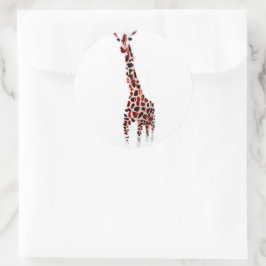 Adesivo Redondo Giraffe Art Wild Animal