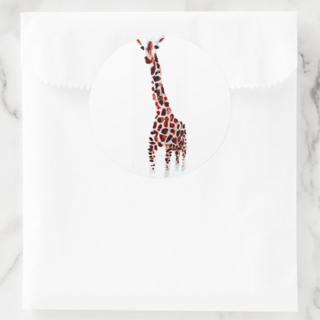 Adesivo Redondo Giraffe Art Wild Animal (Bolsa)