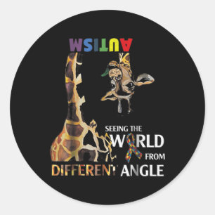 Adesivo Redondo Giraffe Autismo Vendo O Mundo De Diferentes Ang