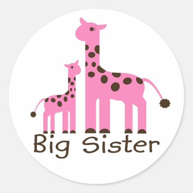 Adesivo Redondo Giraffe Big Sister (Frente)