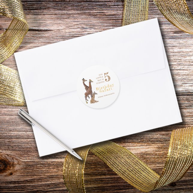 Adesivo Redondo Giraffe Birthday Safari (Giraffe Birthday Safari Stickers )