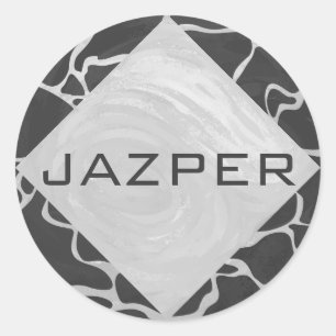 Adesivo Redondo Giraffe Black and Light Cinza Monograma