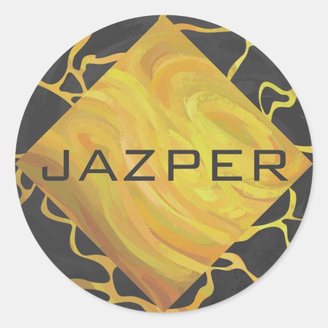 Adesivo Redondo Giraffe Black and Yellow Impressão (Frente)