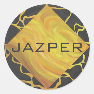 Adesivo Redondo Giraffe Black and Yellow Impressão