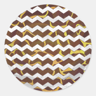 Adesivo Redondo Giraffe Brown e Impressão Amarelo