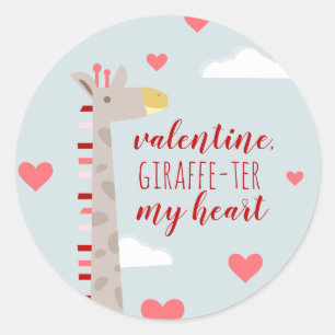Adesivo Redondo Giraffe Heart Namorados Pun