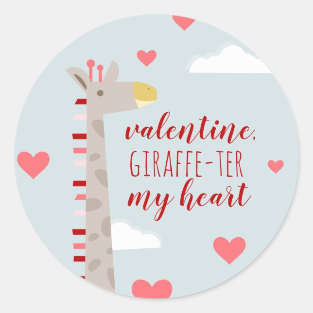 Adesivo Redondo Giraffe Heart Valentine Pun (Frente)