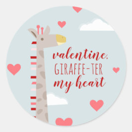 Adesivo Redondo Giraffe Heart Valentine Pun