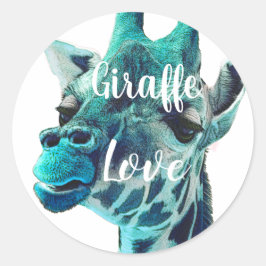 Adesivo Redondo Giraffe Love Typografia ou Sua Citação Favorita