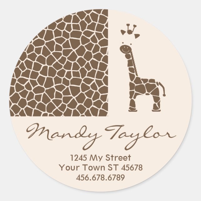 Adesivo Redondo Giraffe Pattern Envelope Seal (Brown) (Frente)
