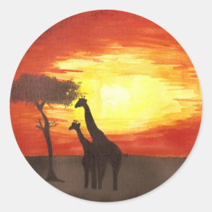 Adesivo Redondo Giraffe Silhouette