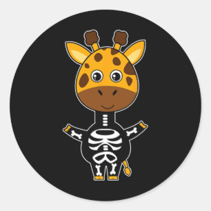 Adesivo Redondo Giraffe Skeleton Xray Fácil Halloween