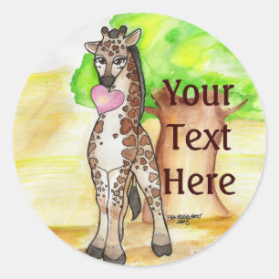 Adesivo Redondo Giraffe Stickers
