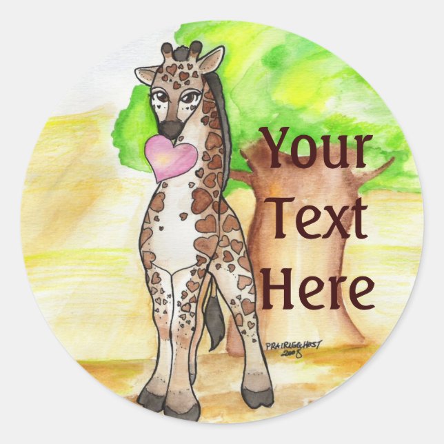 Adesivo Redondo Giraffe Stickers (Frente)