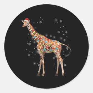 Adesivo Redondo Giraffe Tree Light Christmas Pajama Xmas Animal Lo