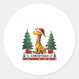 Adesivo Redondo Giraffe Ugly Christmas Sweaters Funny Santa Hat Li
