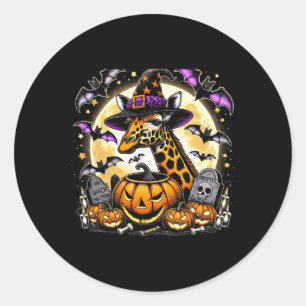 Adesivo Redondo Giraffe Witch Halloween - Arte Chocante
