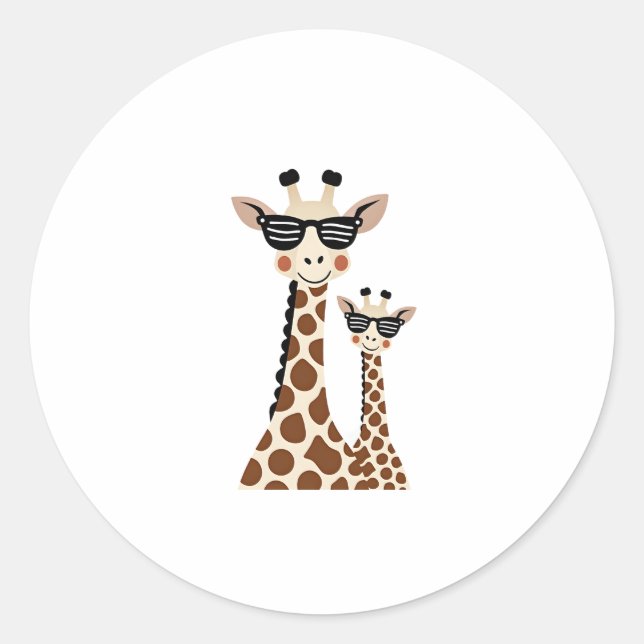 Adesivo Redondo Giraffe with Sunglasses Jungle Safari Animal Giraf (Frente)