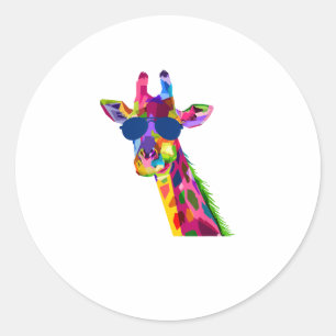 Adesivo Redondo Giraffe Zoo Keeper Safari Animal Giraffe