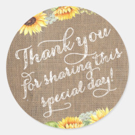 Adesivo Redondo Girassóis Agradecemos Por Compartilhar Este Dia Es