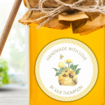 Girassóis e abelhas 🍯 Mel Personalizada Amarelo