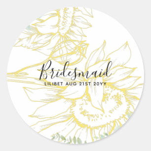 Adesivo Redondo Girassóis Modernos Verde Oliva Dourado Casamento